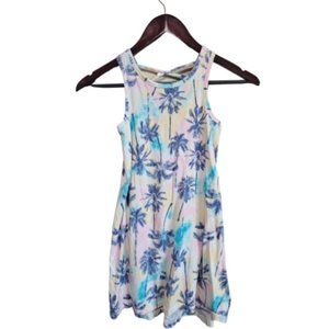 Old Navy Girls Dress Blue Palm Trees Multi Color Size M